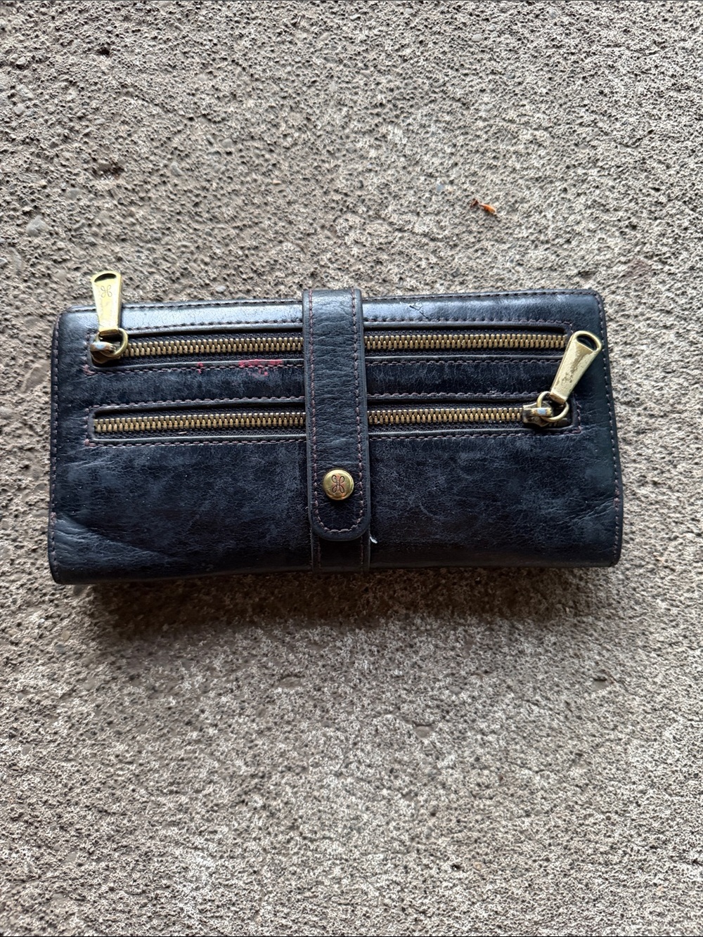 HOBO Black Leather Zip Wallet Clutch